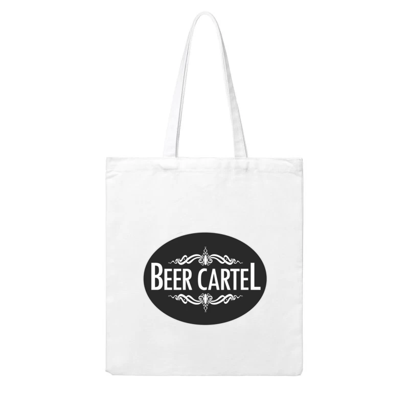 Elegant Black and White Beer Cartel Logo with Ornamental Frame Cotton Tote Bag