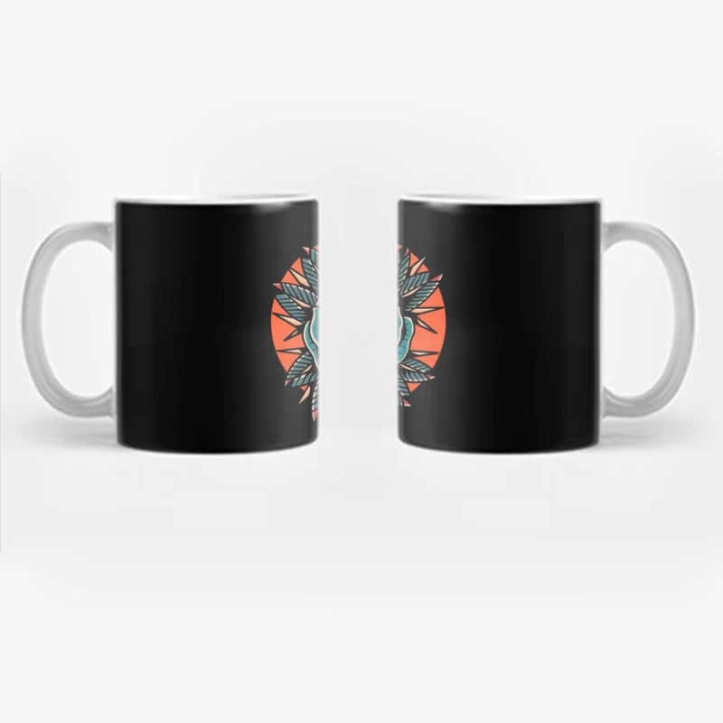 Decorative Sword and Rose Illustration Coffee Mug