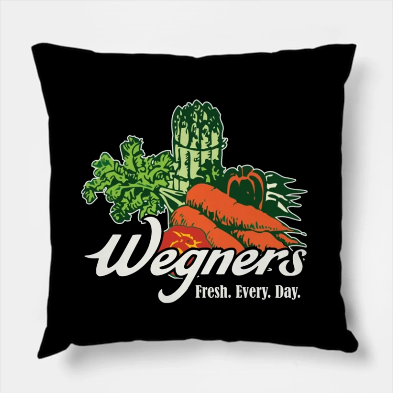 Wegner's Fresh Daily Vegetable Market Logo Throw Pillow