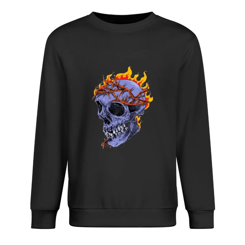 Teschio infuocato con corona di spine Felpa pullover Uomo