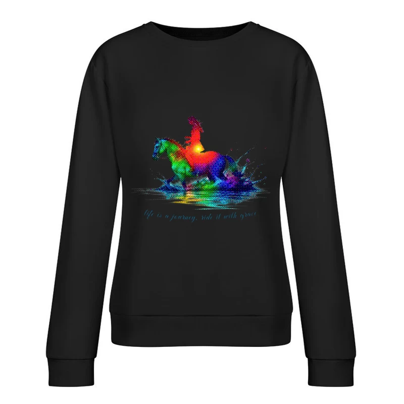 Colorful Journey of Riding with Grace Female Pullover Sweatshirt