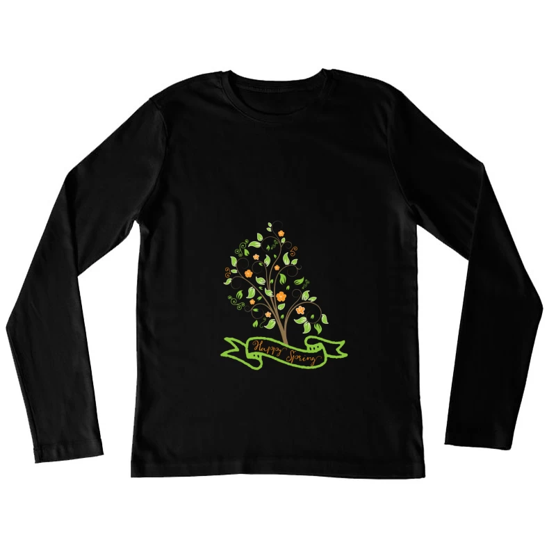 Arbre printanier avec ruban Femme Manches Longues T-Shirt