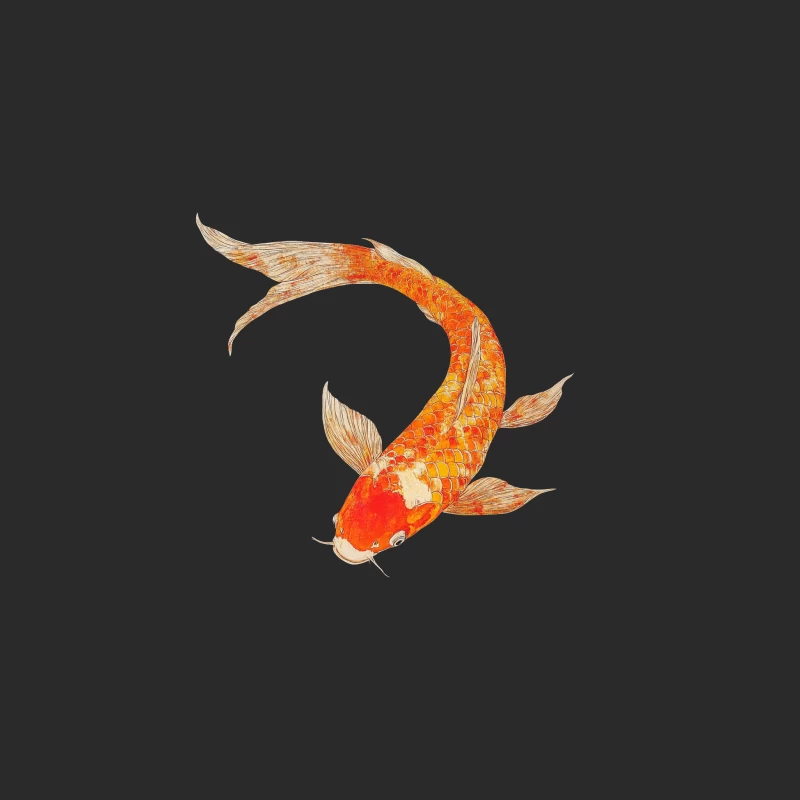Vibrant Watercolor Illustration of an Orange Koi Fish Baseball Cap