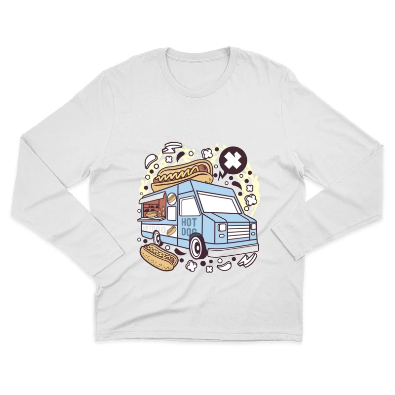 Camion de nourriture coloré servant des hot-dogs Homme Manches Longues T-Shirt
