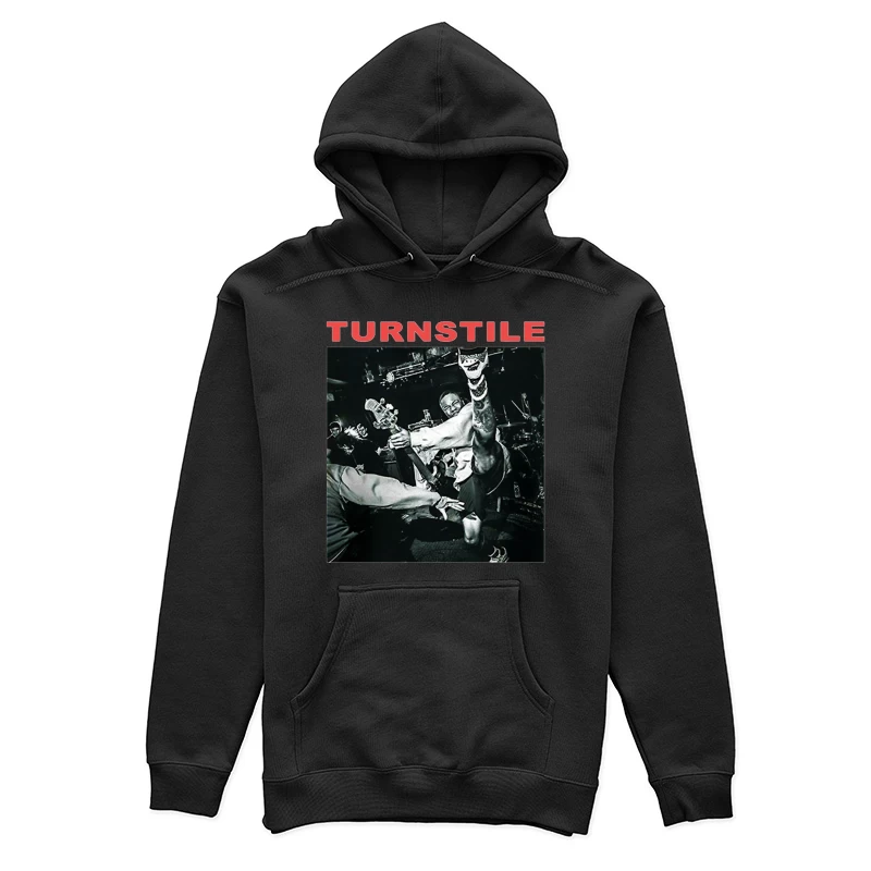 Energetic Black and White Hardcore Punk Concert Action Shot Female Pullover Hoodie