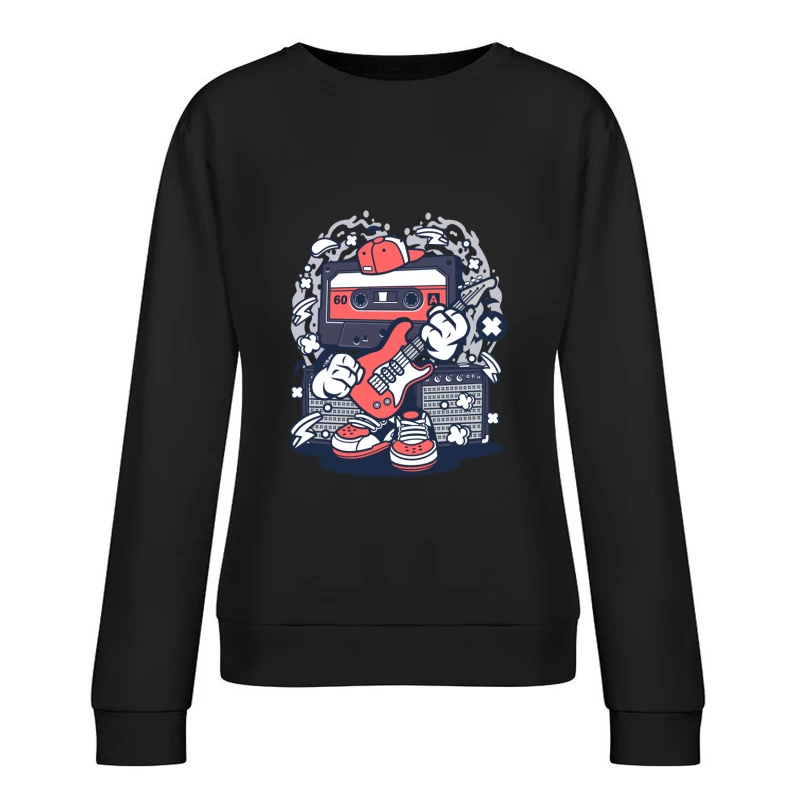 Cassette rétro avec guitare Femme Sweat-shirt à enfiler