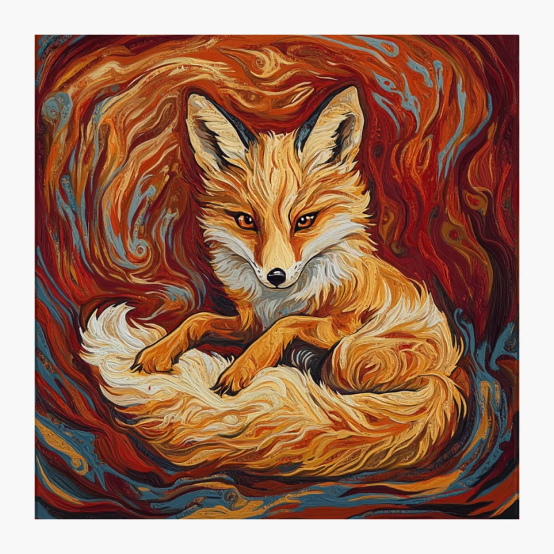 Ethereal Fox: Abstract Swirls of Fiery Hues Pin