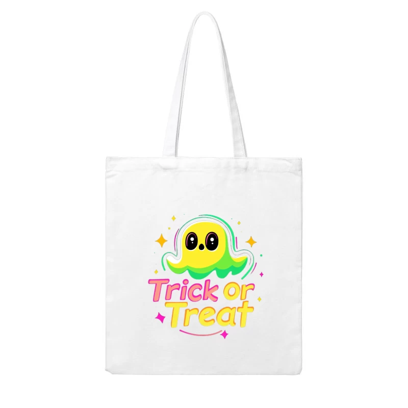 Cute Cartoon Ghost for Halloween Trick-or-Treating Cotton Tote Bag