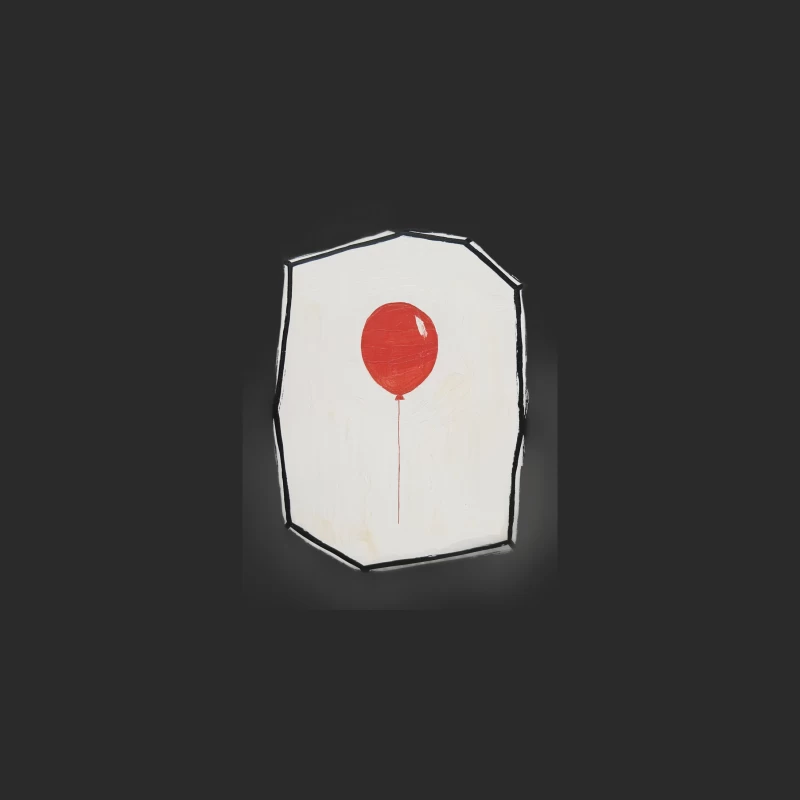 Minimalist Red Balloon in Geometric Frame Baseball Cap