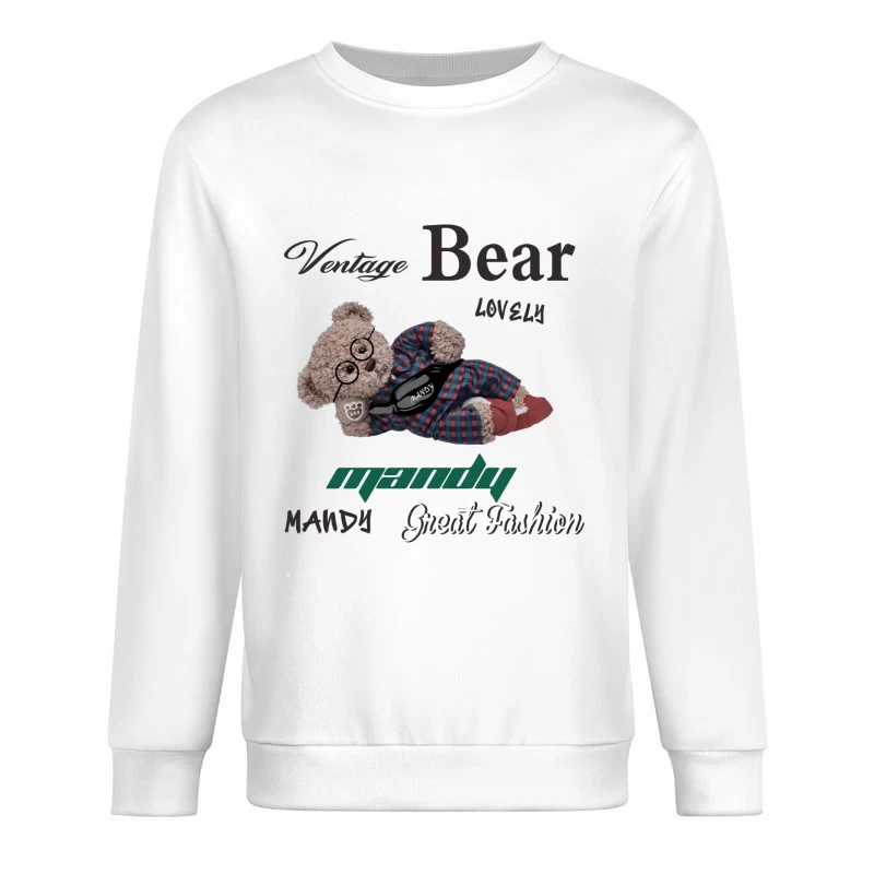 Vintage Bär mit Modeaccessoires Herren Pullover Sweatshirt