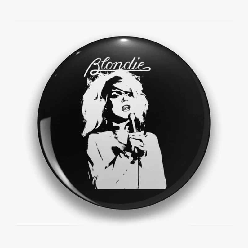 Artistic Line Drawing of Blondie Band Logo and Singer Pin