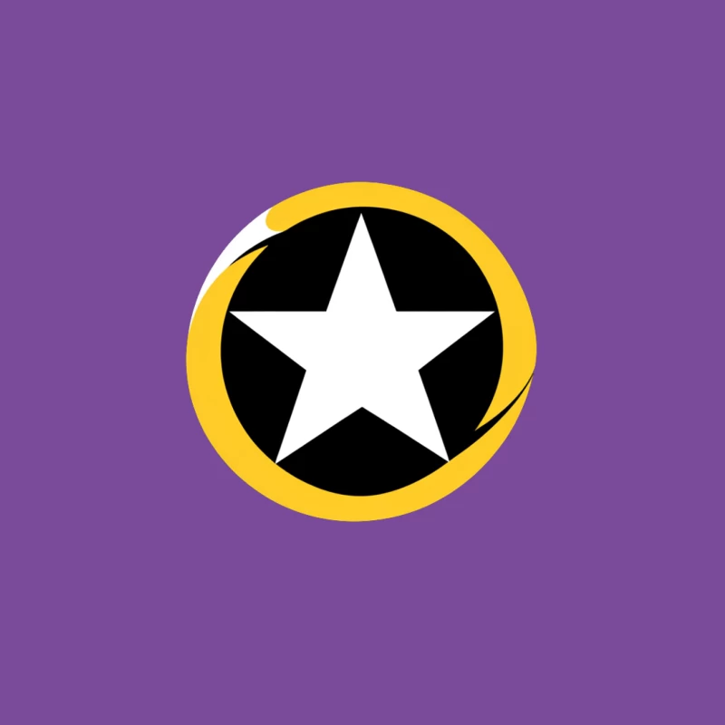 Minimalist Star Logo in Black, White, and Yellow Circle Male T-Shirt