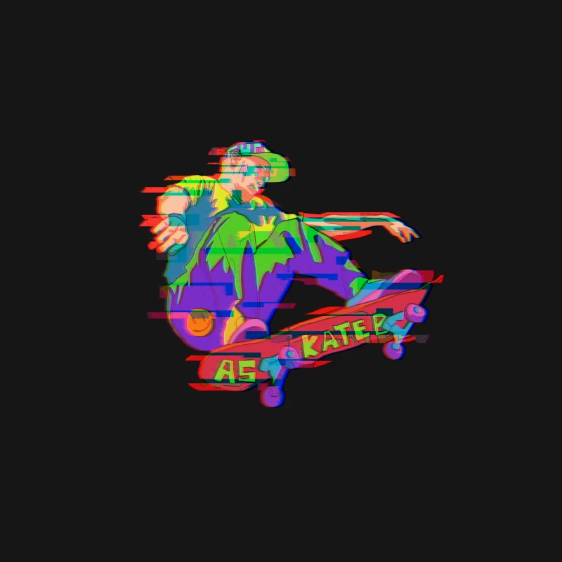 Bunter Skater-Trick in Pixelkunst Herren Langarm T-Shirt