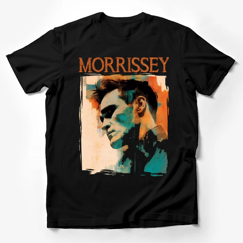 Artistic Watercolor Portrait with Morrissey Typography Male T-Shirt