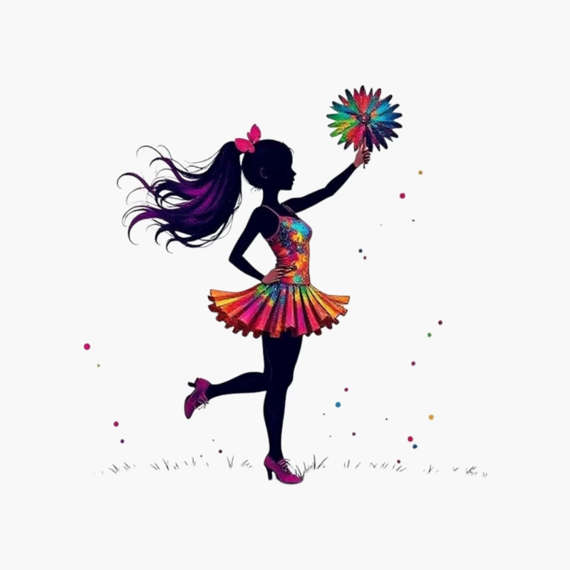 Colorful Cheerleader Silhouette Cotton Tote Bag