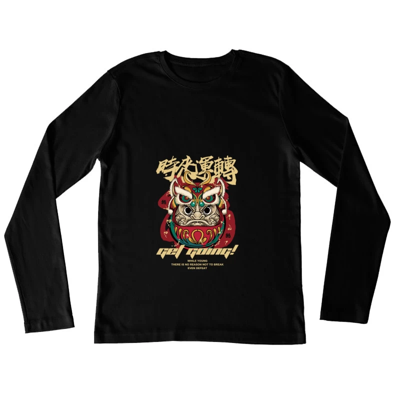Mutiges Daruma-Motiv mit inspirierendem Zitat Damen Langarm T-Shirt