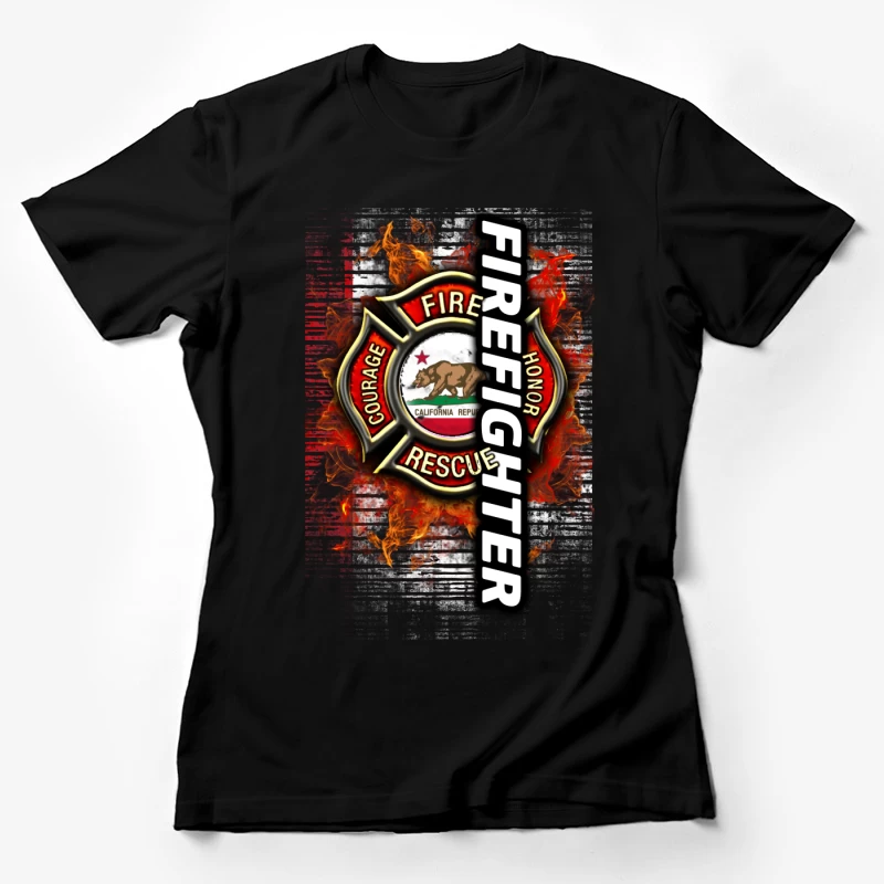 Emblème de pompier courageux de Californie Femme T-Shirt