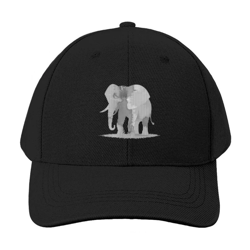 Striped Elephant Silhouette in Minimalist Line Art Baseball Cap