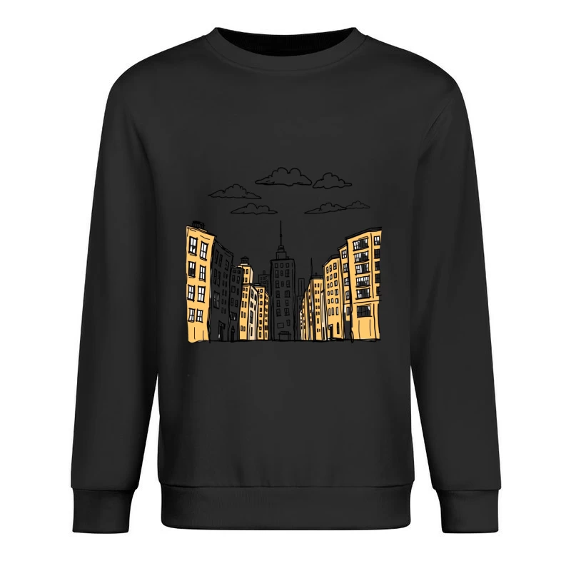 Cityscape Illustration Male Pullover Sweatshirt