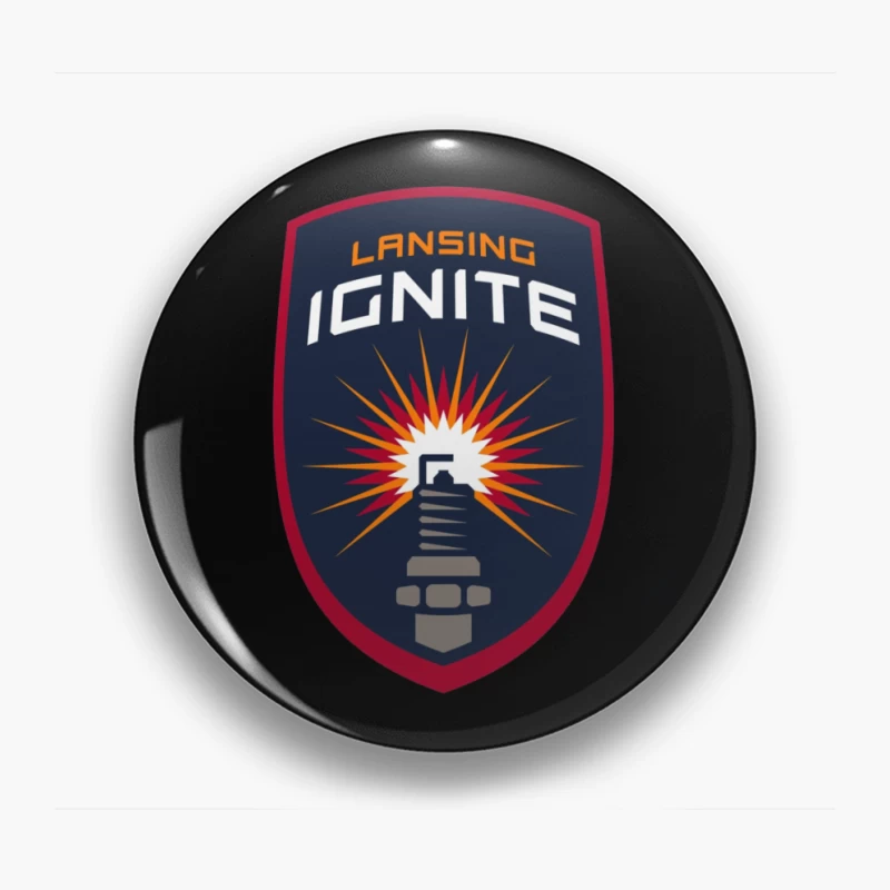 Lansing Ignite Soccer Team Shield Logo with Lighthouse Emblem Pin