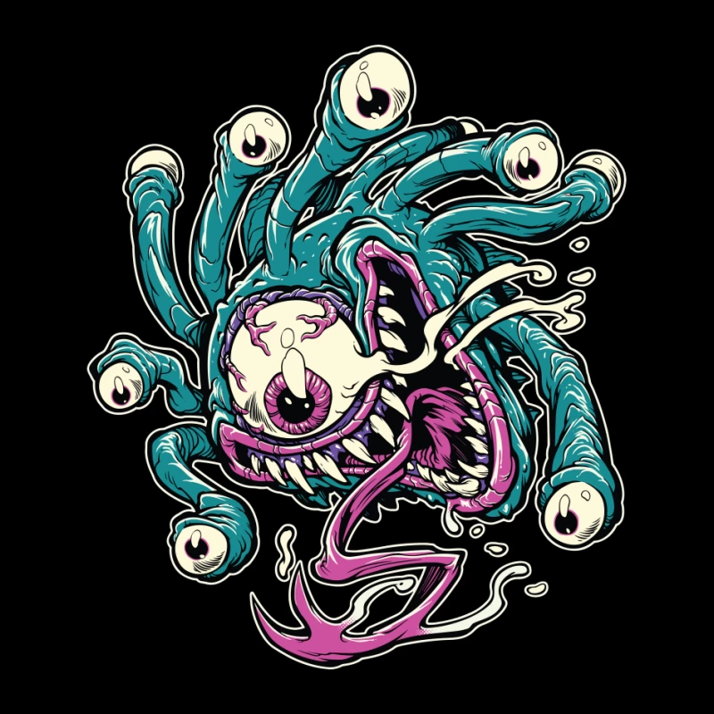 Colorful Cartoon Monster with Tentacles and Eyes Pin