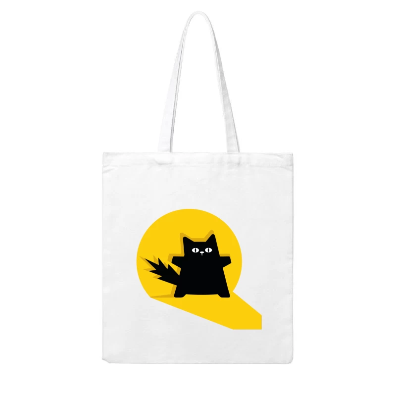 Bold Black Cat Spotlight Cotton Tote Bag