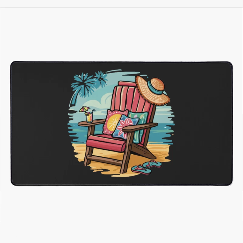 Relaxing Beach Chair Setup with Summer Accessories Desk Mat