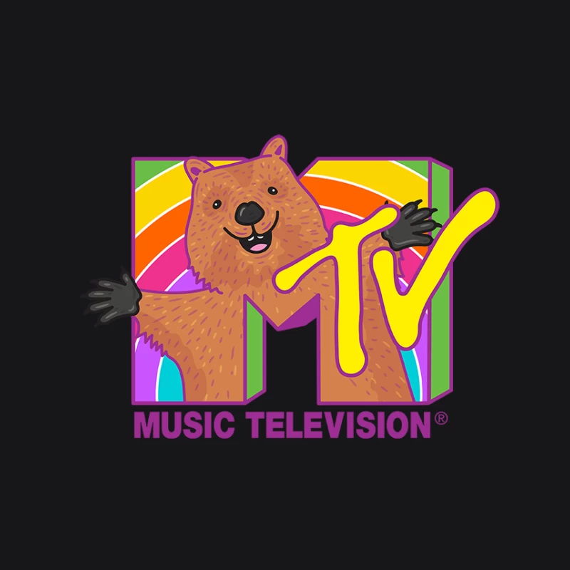 Kreatives MTV-Logo mit Bär und Regenbogen Herren Pullover Hoodie
