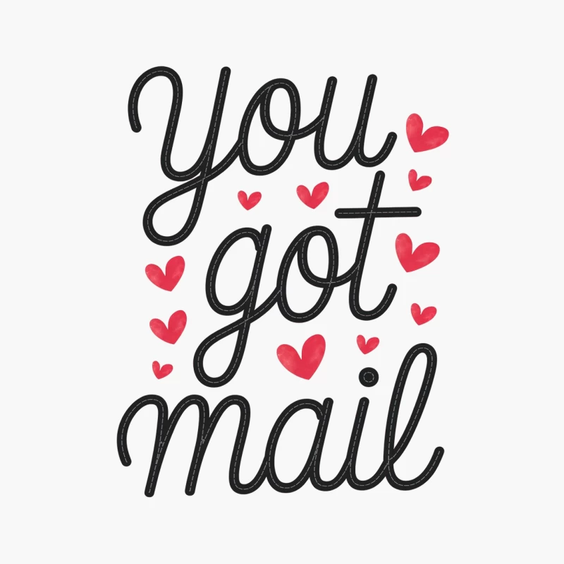 Romantic Email Notification: Handwritten Typography with Hearts Cotton Tote Bag
