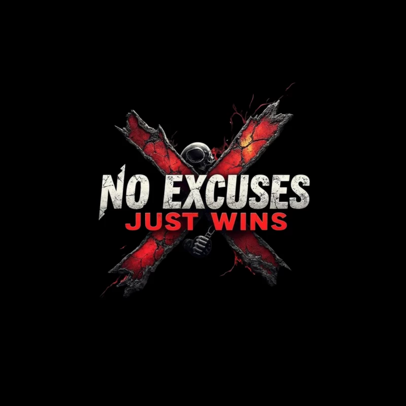 Motivational Logo: No Excuses Just Wins Throw Pillow