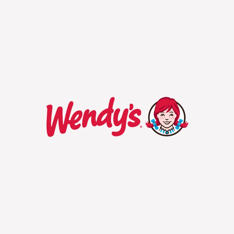 Wendy's Restaurant Chain Logo with Red Text and Iconic Mascot Female T-Shirt