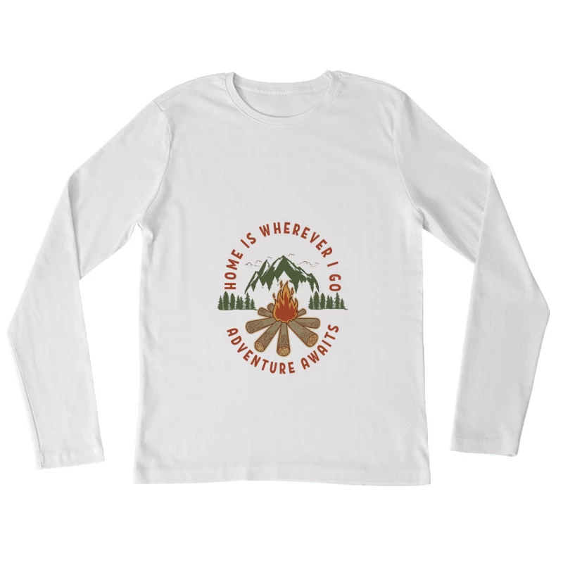 Abenteuer erwartet Lagerfeuer Damen Langarm T-Shirt