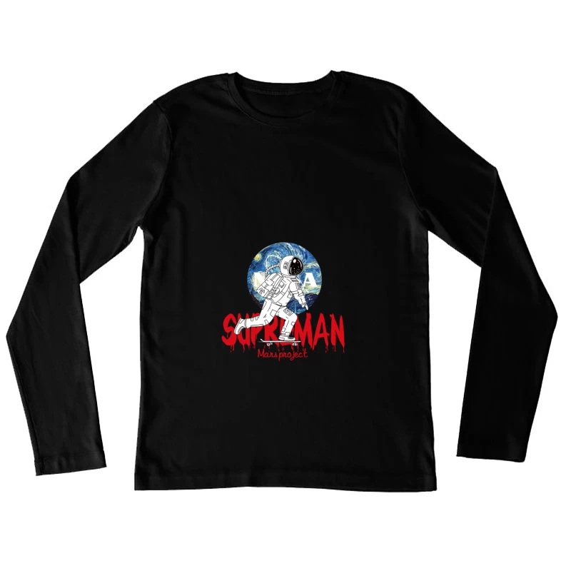 Superman Mars Projekt Astronaut Damen Langarm T-Shirt