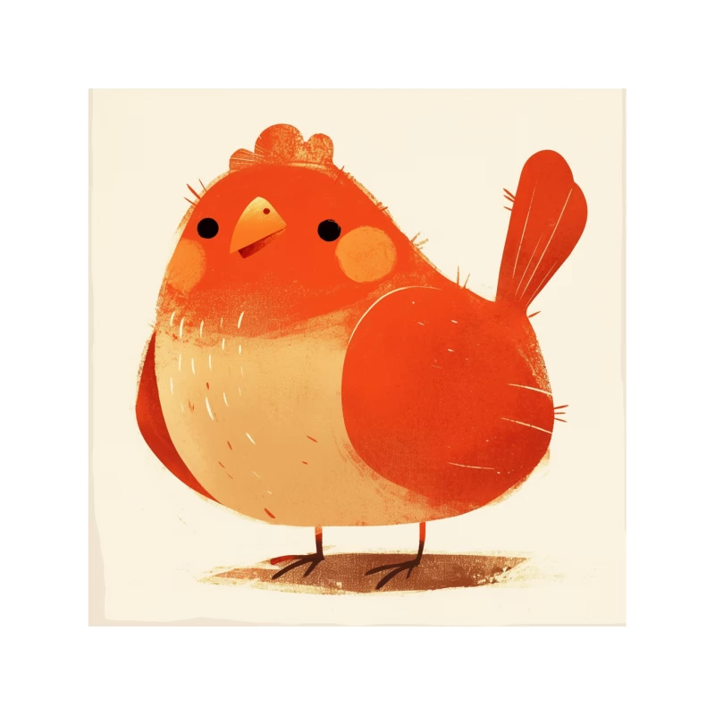 Cute Red Robin Bird Illustration Mouse Pad