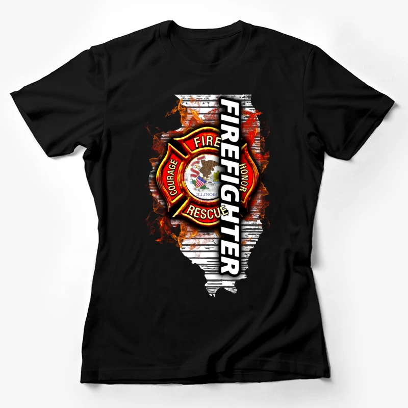 Emblème de pompier de l'Illinois Femme T-Shirt