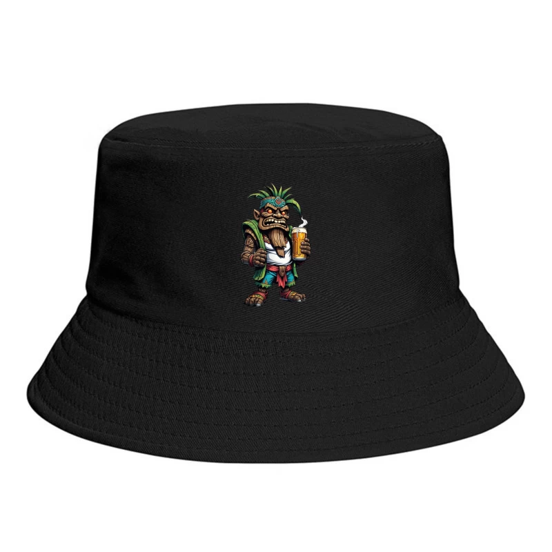 Angry Tribal Character with Beer Bucket Hat