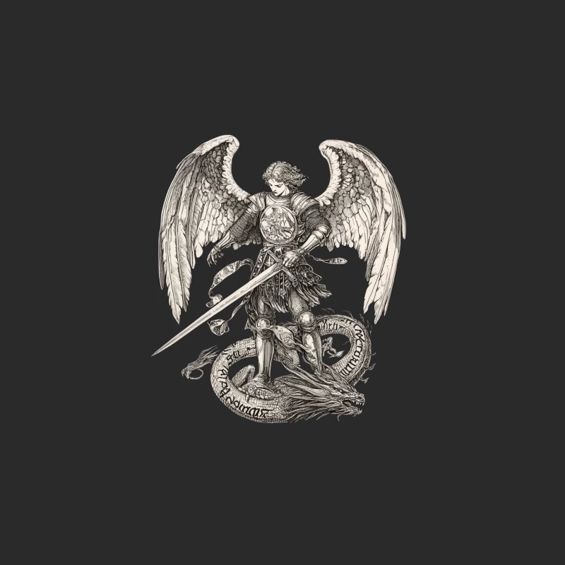 Angelic Warrior Battling Dragon: Medieval Fantasy Illustration Baseball Cap