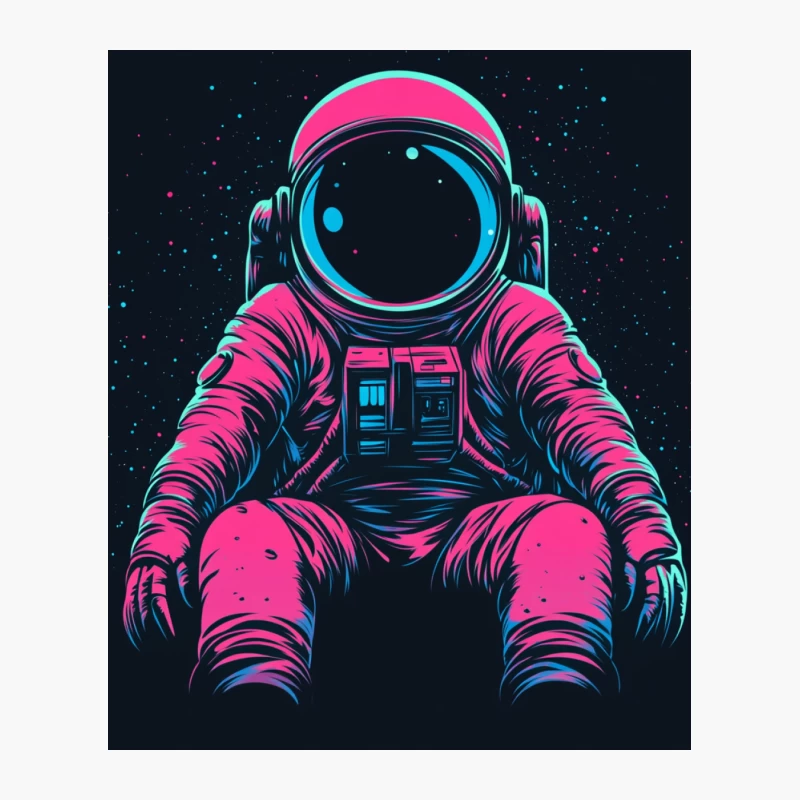 Neon Retro Astronaut in Cosmic Space Cotton Tote Bag
