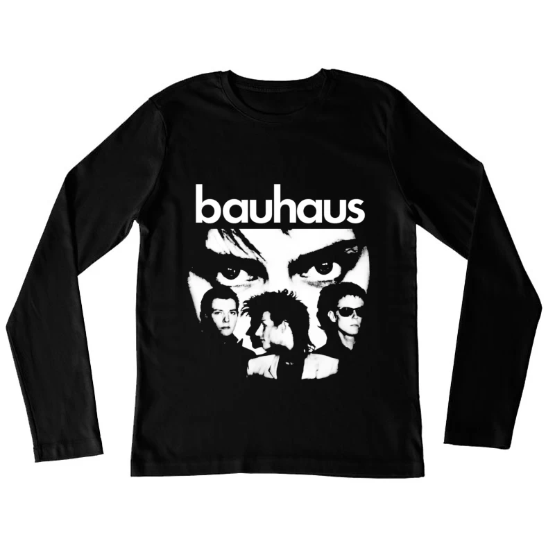 Abstract Bauhaus Portrait Sketch in Black and White Female Long Sleeve T-Shirt