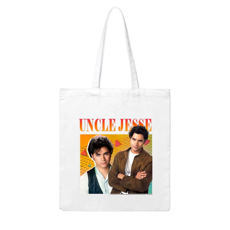 Retro TV Poster of Uncle Jesse from Full House 90s Series Cotton Tote Bag