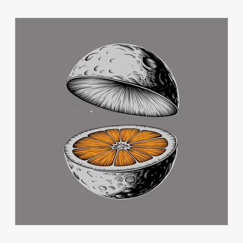 Surreal Moon Orange: A Hybrid Cosmic Fruit Illustration Throw Pillow