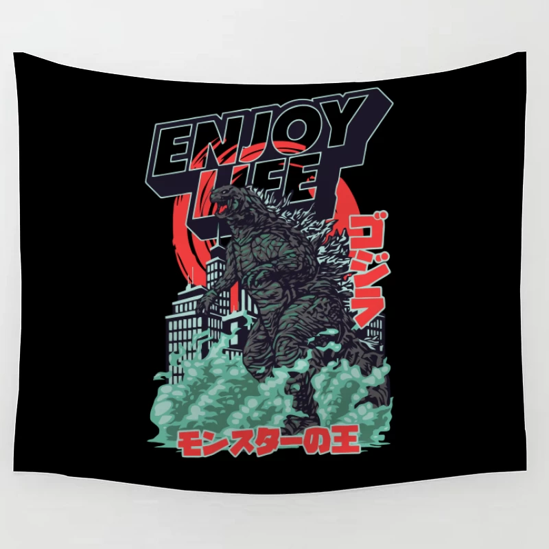 Godzilla Enjoy Life Graphic Tapestry