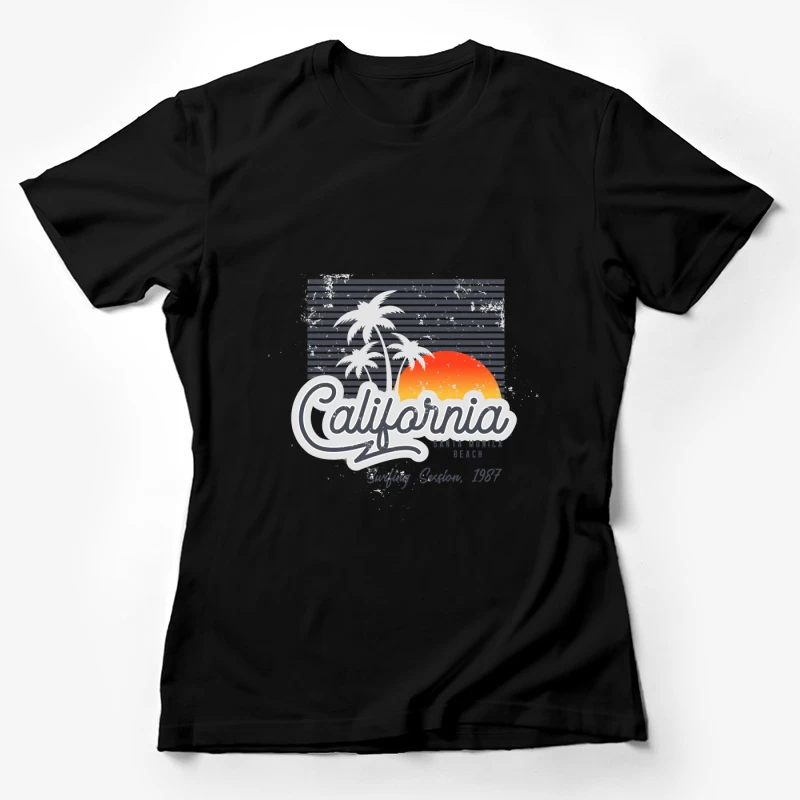 Kalifornien Sonnenuntergang Surf-Design Damen T-Shirt