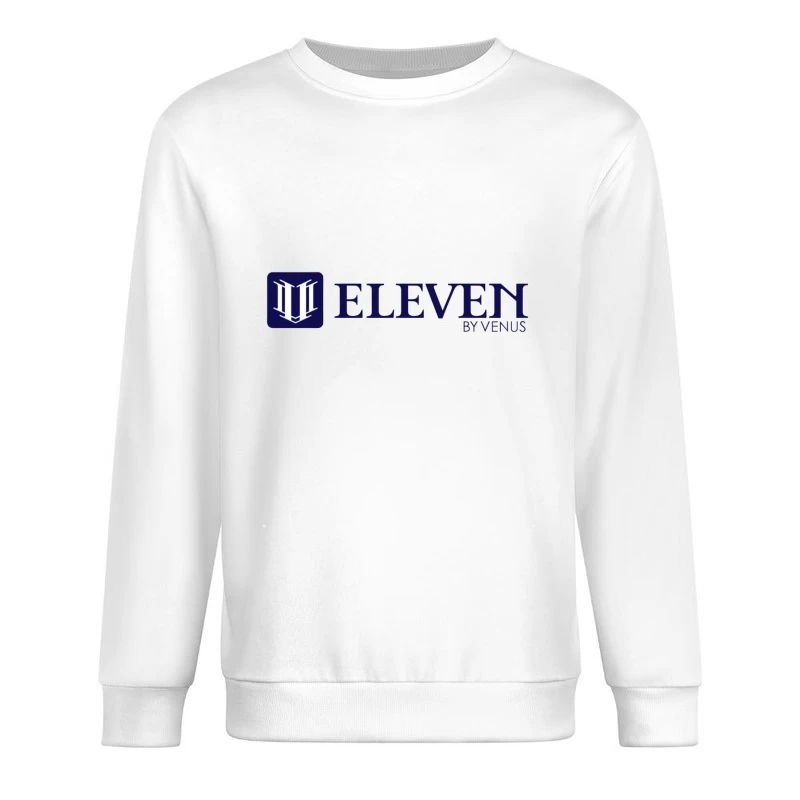 Modern Navy Blue Eleven by Venus Logo Design Male Pullover Sweatshirt