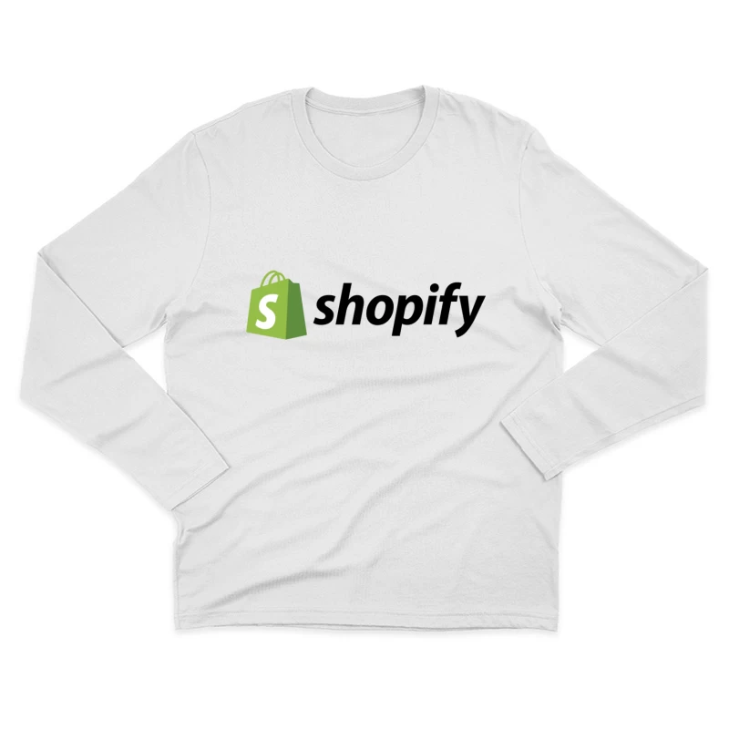 Shopify E-commerce Platform Logo with Green Shopping Bag Icon Male Long Sleeve T-Shirt