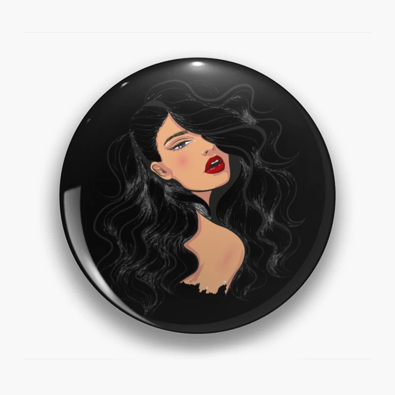 Portrait of a Beautiful Woman with Flowing Hair Pin