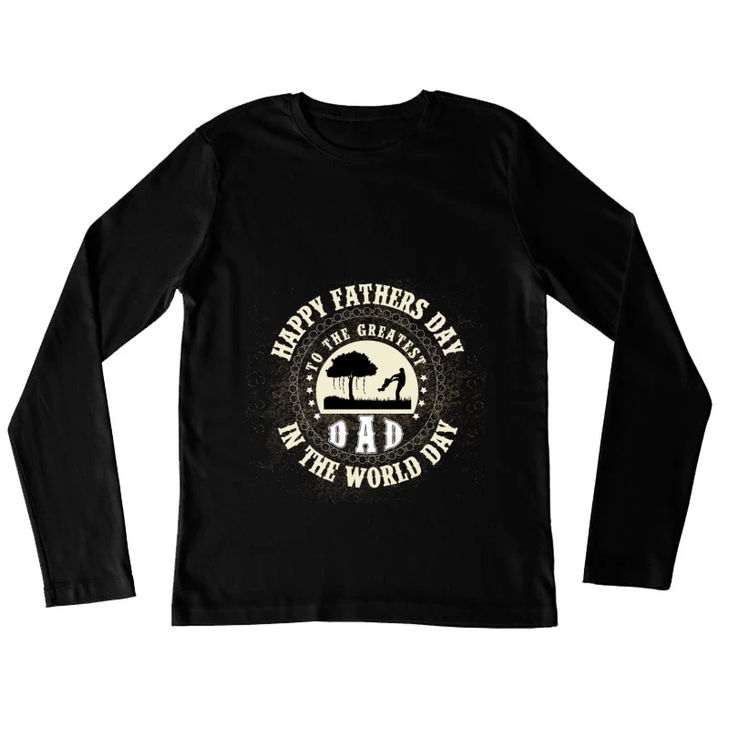 Journée des Pères avec laurés et nature Femme Manches Longues T-Shirt