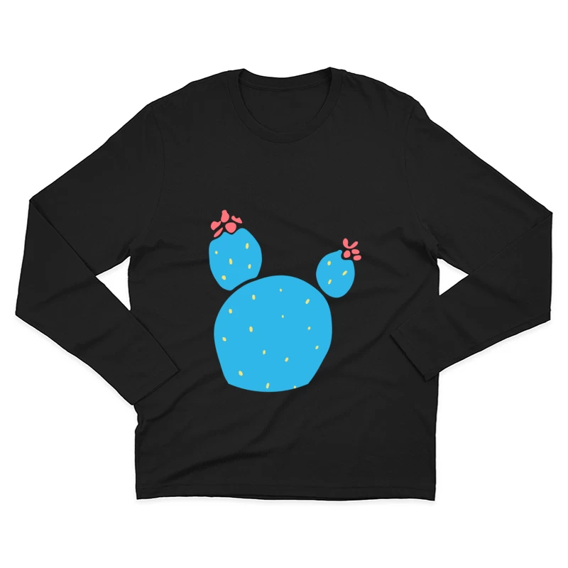 Cactus bleu avec fleurs rouges Homme Manches Longues T-Shirt