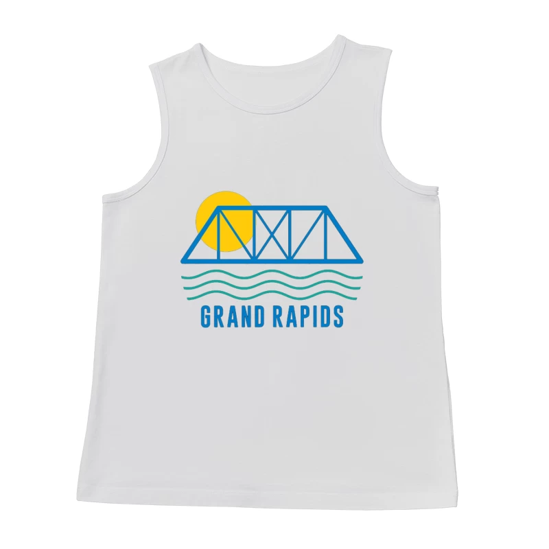 Grand Rapids City Logo with Bridge and Water Design Male Tank Top