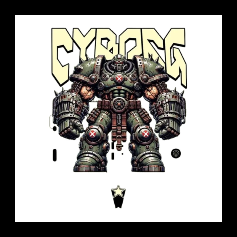 Heavy Combat Cyborg Mech Armor Illustration Pin